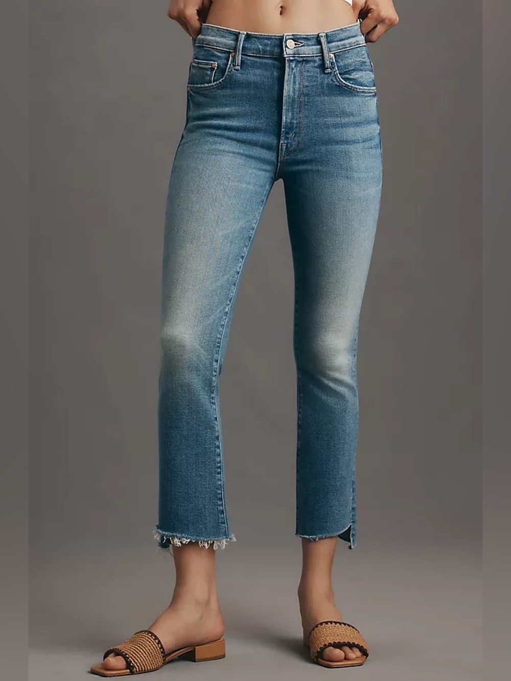 Mother The Insider Crop Step Fray in Monkey In The Middle Denim Jeans size 29